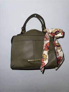 Steve Madden Olive Satchel with Floral Scarf Accent